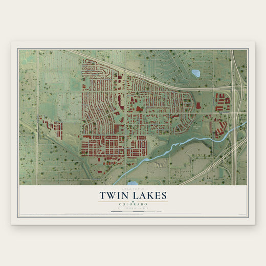 Twin Lakes, Colorado map print, the full design