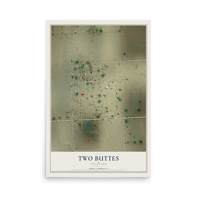 Map of Two Buttes, Colorado, 12 x 18 inch unframed archival matte print