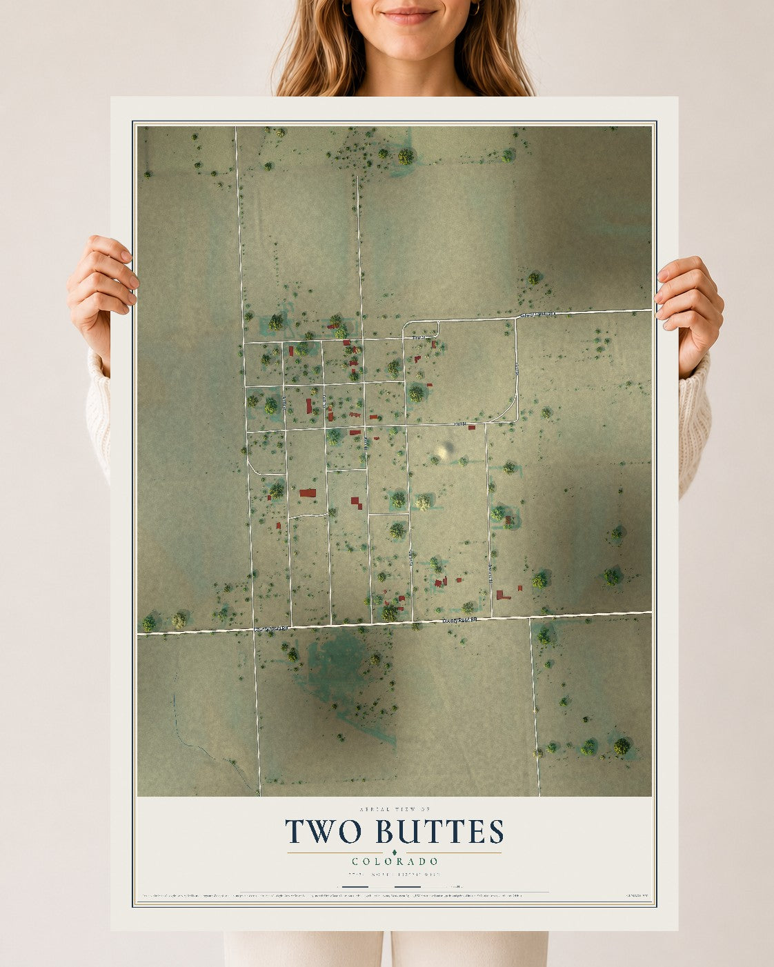 Map of Two Buttes, Colorado, 24 x 36 inch unframed archival matte print