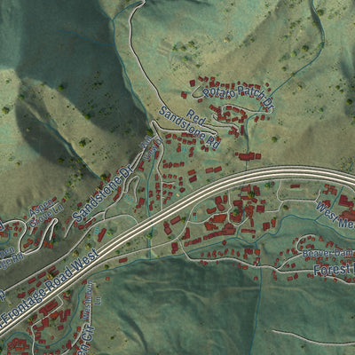 Close-up of the map of Vail, Colorado print showing street and building detail