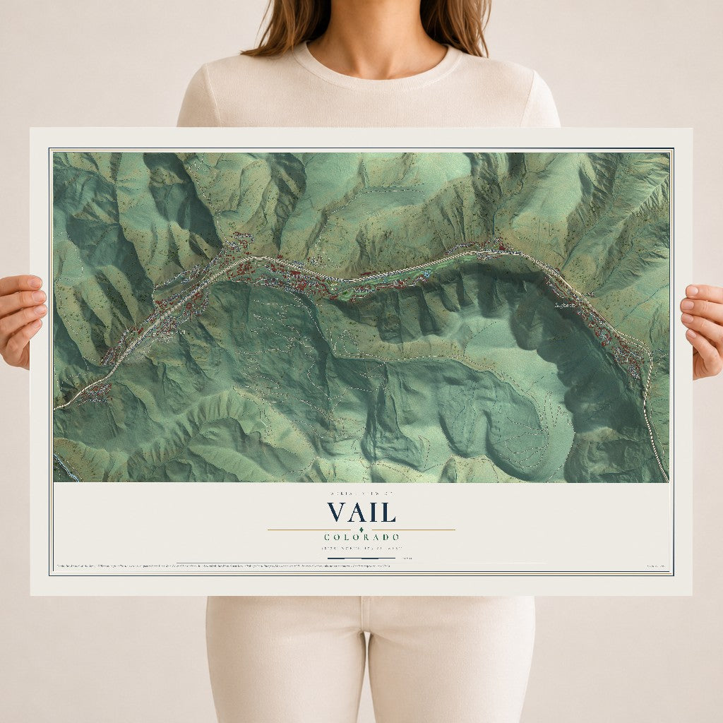 Map of Vail, Colorado, 18 x 24 inch unframed archival matte print