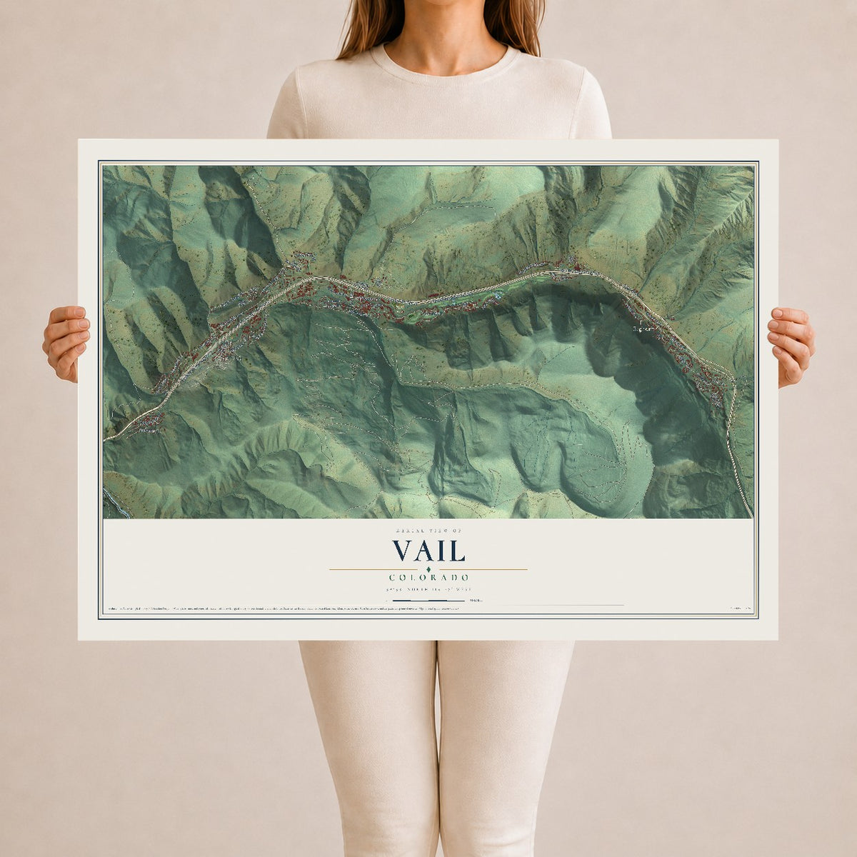 Map of Vail, Colorado, 24 x 36 inch unframed archival matte print