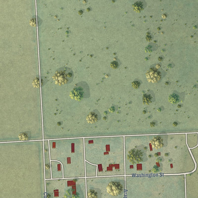 Close-up of the map of Vernon, Colorado print showing street and building detail