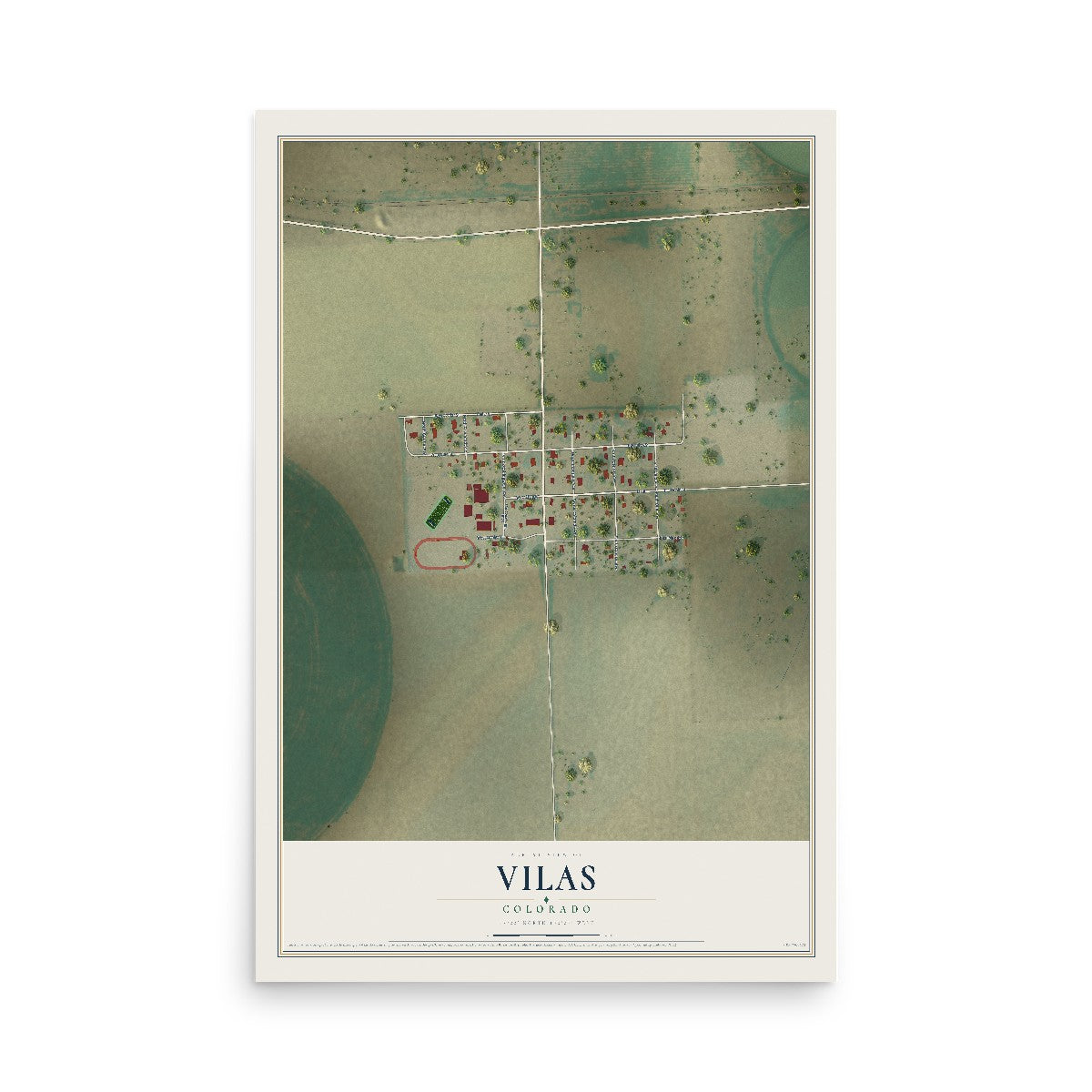 Map of Vilas, Colorado, 12 x 18 inch unframed archival matte print