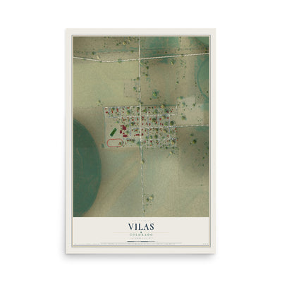 Map of Vilas, Colorado, 12 x 18 inch unframed archival matte print