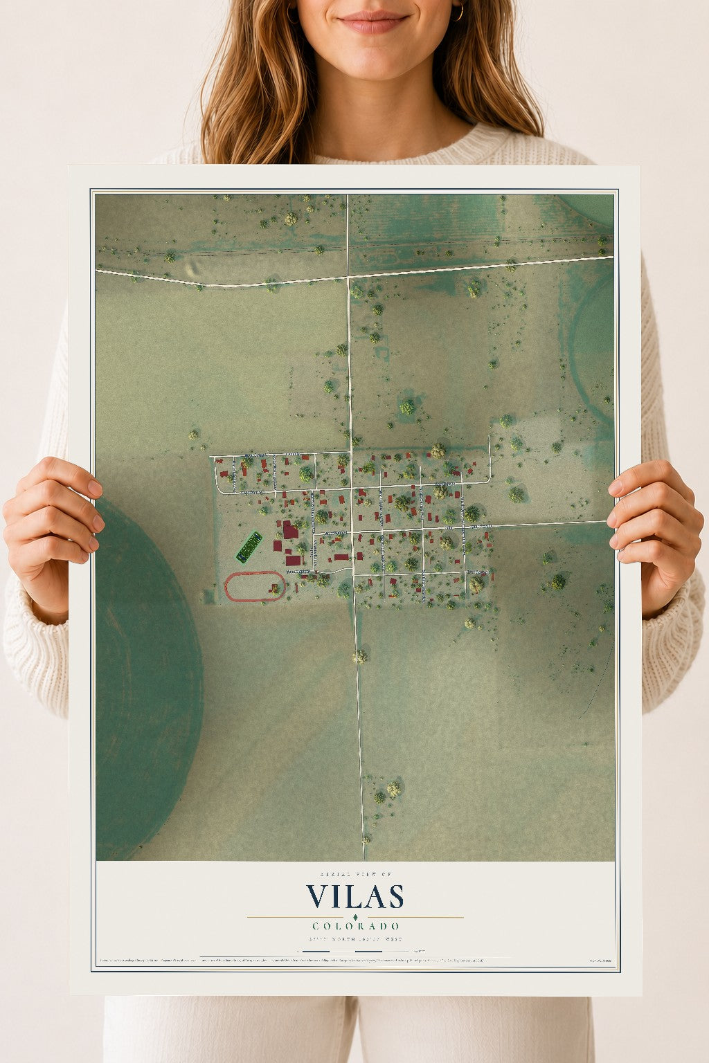Map of Vilas, Colorado, 18 x 24 inch unframed archival matte print