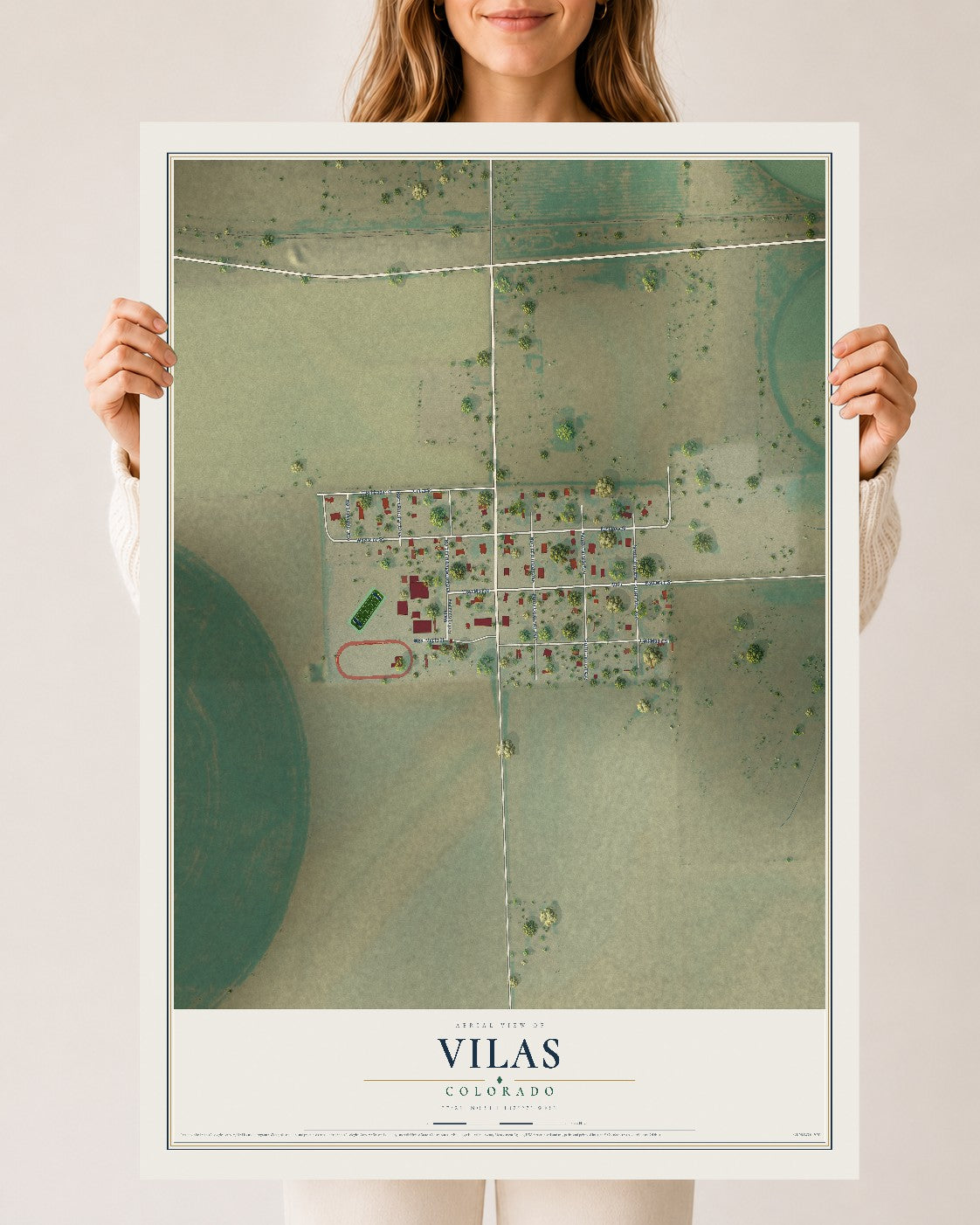 Map of Vilas, Colorado, 24 x 36 inch unframed archival matte print