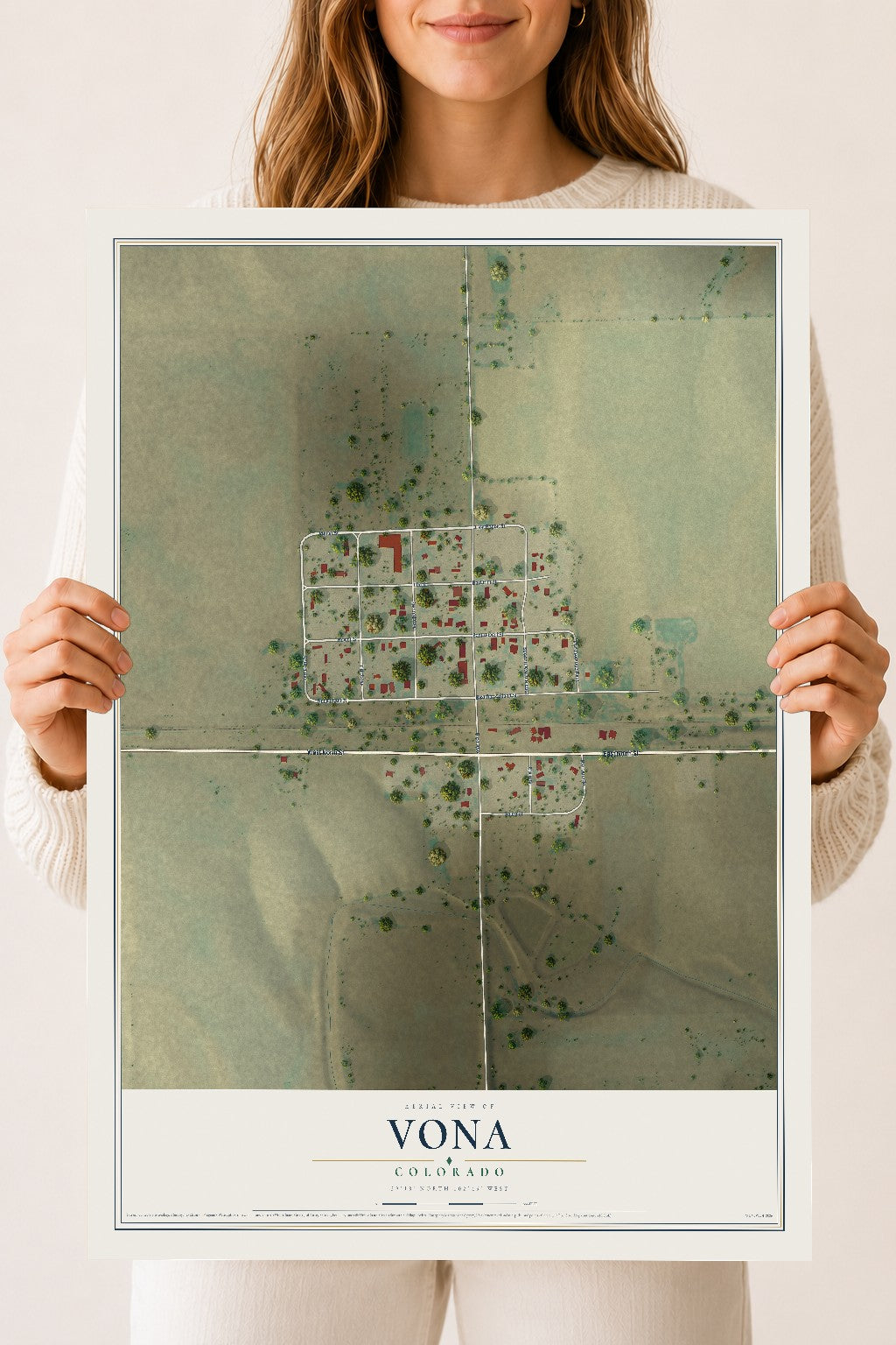 Map of Vona, Colorado, 18 x 24 inch unframed archival matte print