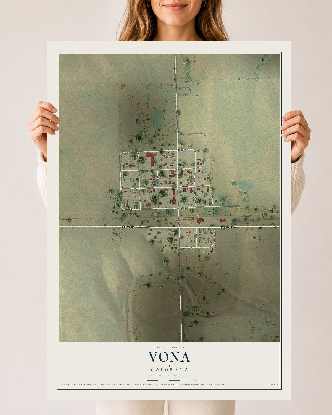 Map of Vona, Colorado, 24 x 36 inch unframed archival matte print
