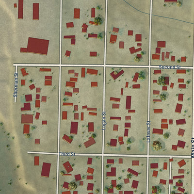 Second close-up of the map of Walden, Colorado print showing more streets and buildings