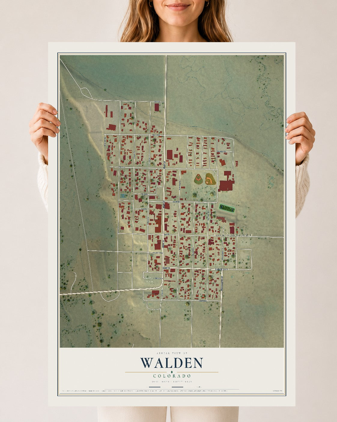 Map of Walden, Colorado, 24 x 36 inch unframed archival matte print