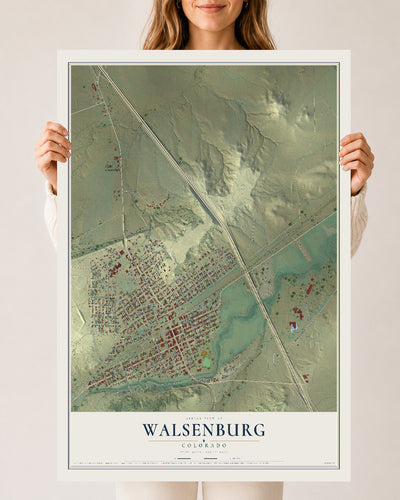 Map of Walsenburg, Colorado, 24 x 36 inch unframed archival matte print