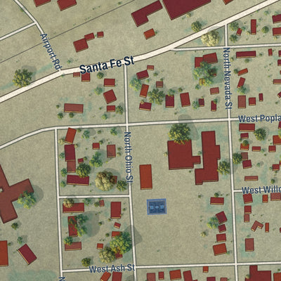 Second close-up of the map of Walsh, Colorado print showing more streets and buildings