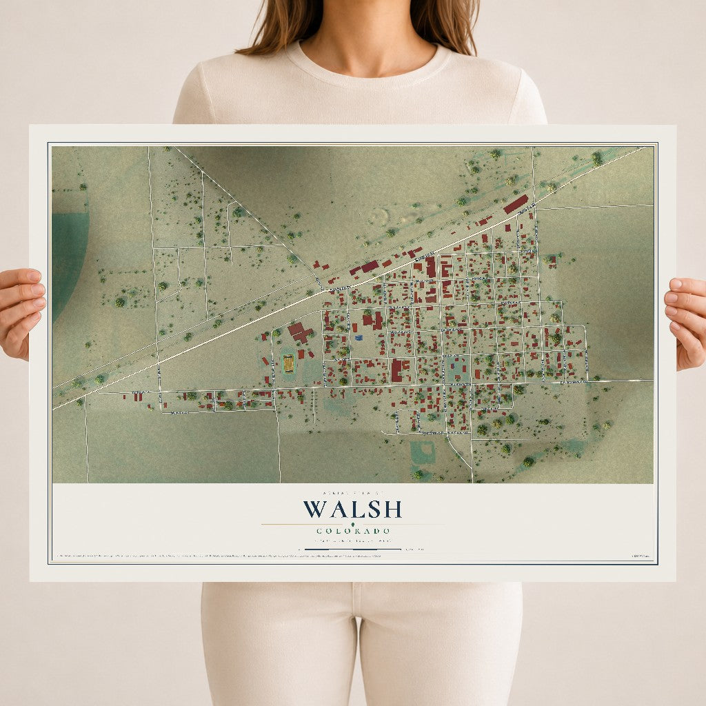Map of Walsh, Colorado, 18 x 24 inch unframed archival matte print