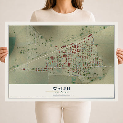 Map of Walsh, Colorado, 18 x 24 inch unframed archival matte print