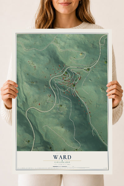 Map of Ward, Colorado, 18 x 24 inch unframed archival matte print