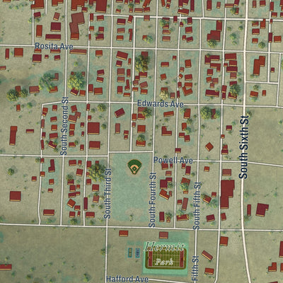 Close-up of the map of Westcliffe, Colorado print showing street and building detail