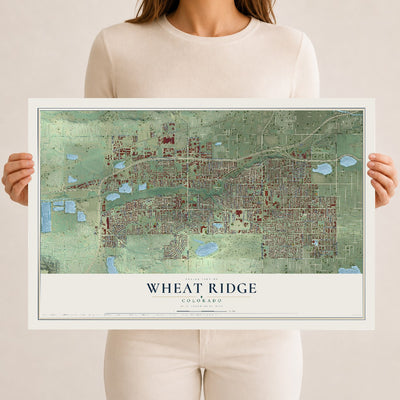Map of Wheat Ridge, Colorado, 12 x 18 inch unframed archival matte print