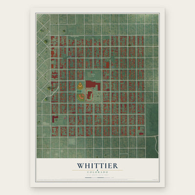 Whittier, Colorado map print, the full design