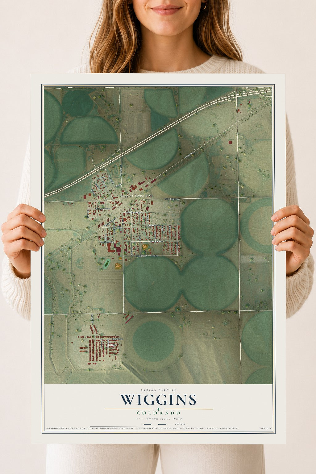 Map of Wiggins, Colorado, 18 x 24 inch unframed archival matte print