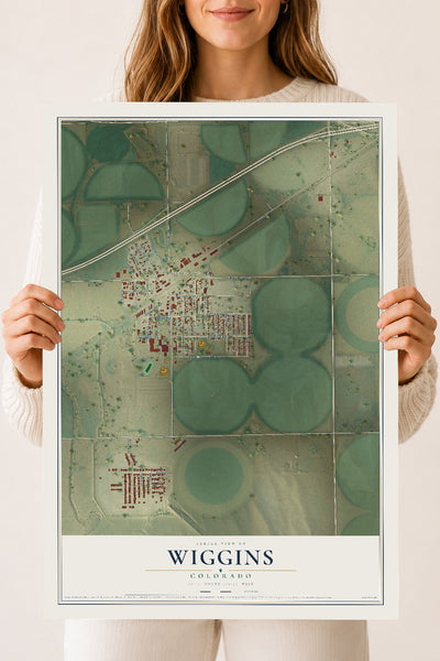 Map of Wiggins, Colorado, 18 x 24 inch unframed archival matte print