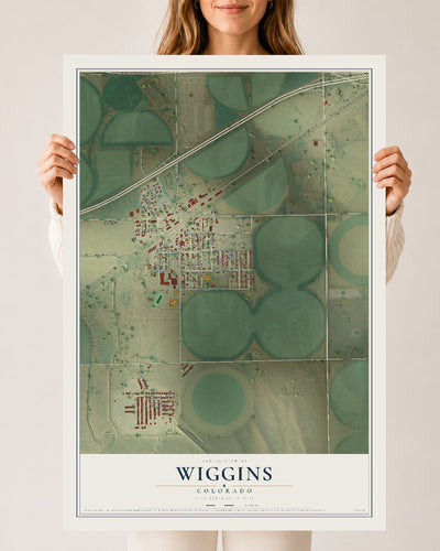 Map of Wiggins, Colorado, 24 x 36 inch unframed archival matte print