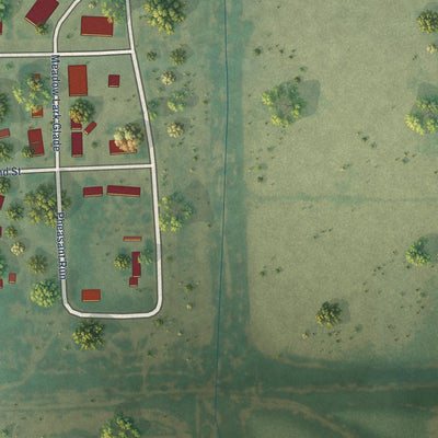 Second close-up of the map of Wiley, Colorado print showing more streets and buildings