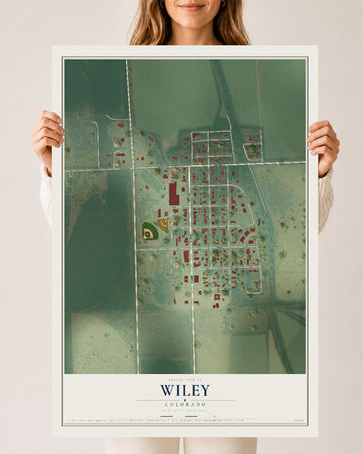 Map of Wiley, Colorado, 24 x 36 inch unframed archival matte print