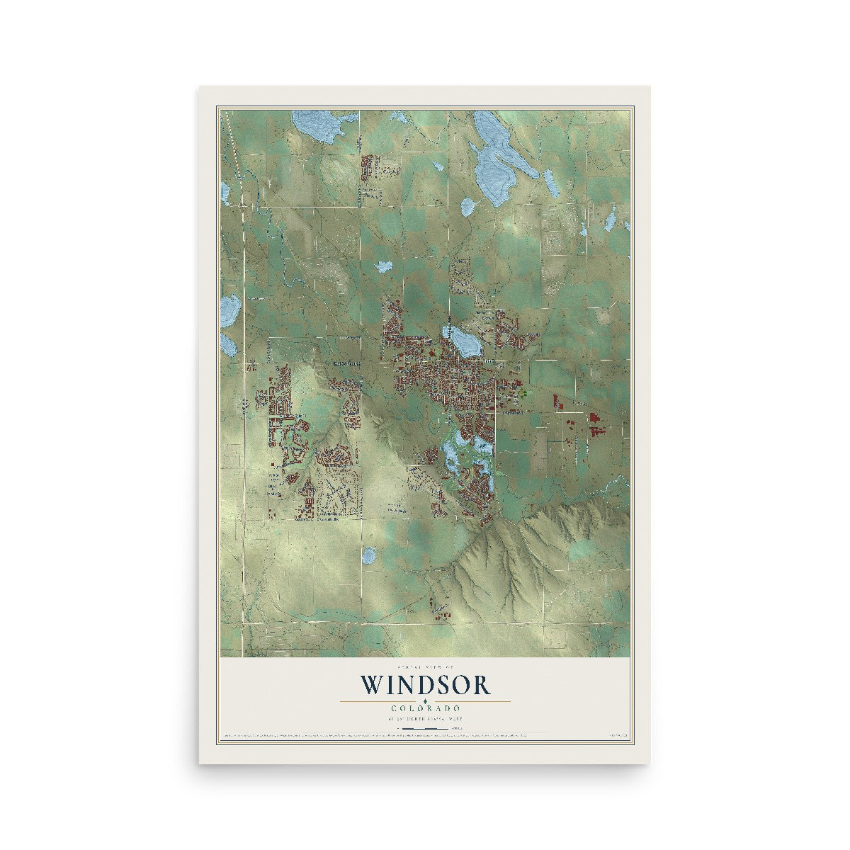 Map of Windsor, Colorado, 12 x 18 inch unframed archival matte print