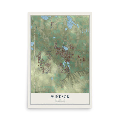 Map of Windsor, Colorado, 12 x 18 inch unframed archival matte print