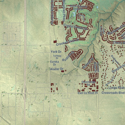 Second close-up of the map of Windsor, Colorado print showing more streets and buildings