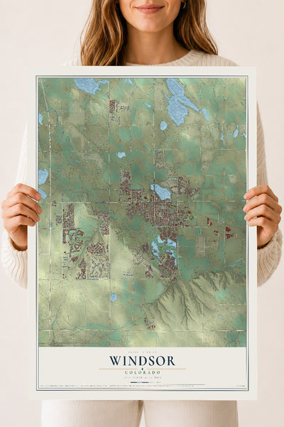 Map of Windsor, Colorado, 18 x 24 inch unframed archival matte print