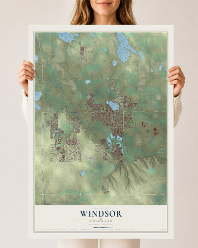 Map of Windsor, Colorado, 24 x 36 inch unframed archival matte print