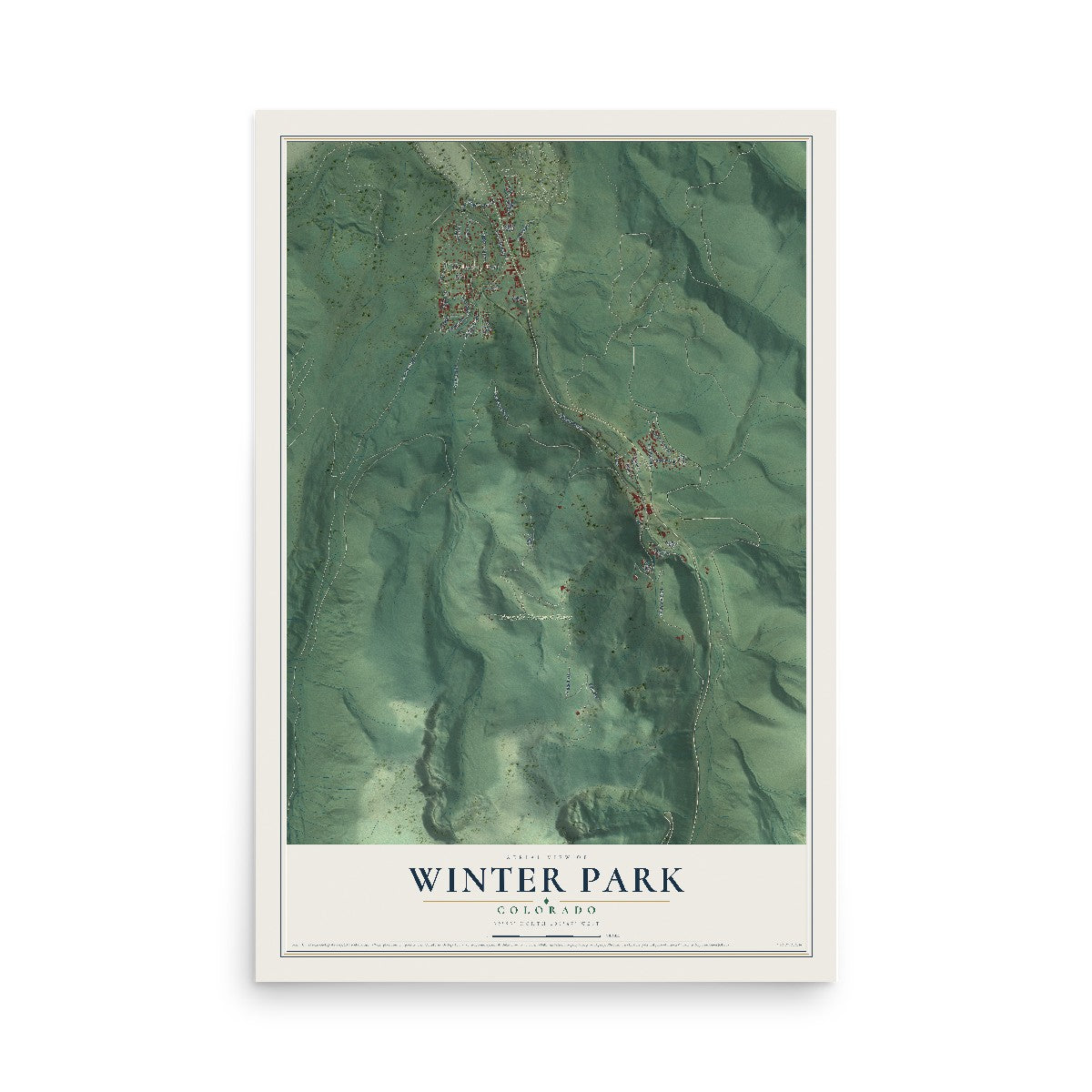 Map of Winter Park, Colorado, 12 x 18 inch unframed archival matte print