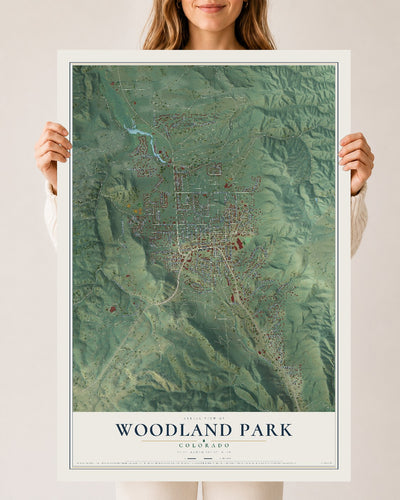 Map of Woodland Park, Colorado, 24 x 36 inch unframed archival matte print