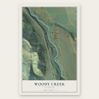 Woody Creek, Colorado map print, the full design