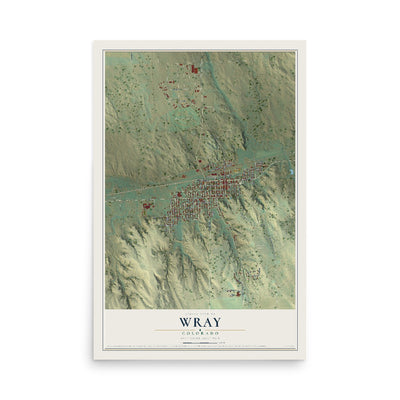 Map of Wray, Colorado, 12 x 18 inch unframed archival matte print