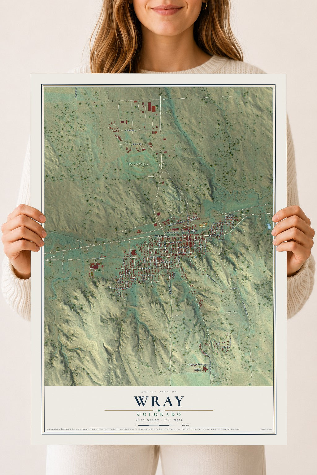 Map of Wray, Colorado, 18 x 24 inch unframed archival matte print