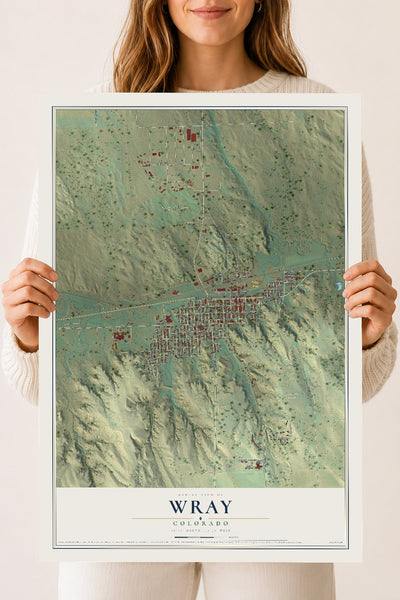 Map of Wray, Colorado, 18 x 24 inch unframed archival matte print