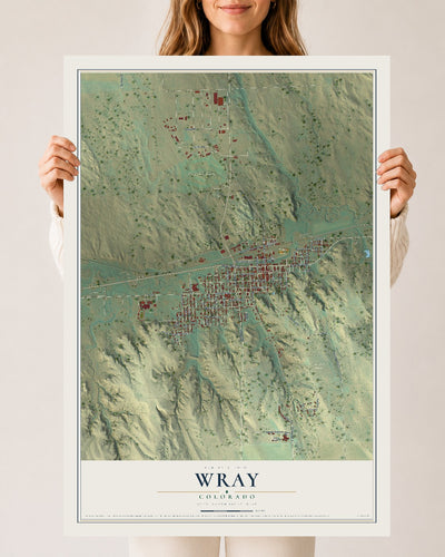 Map of Wray, Colorado, 24 x 36 inch unframed archival matte print