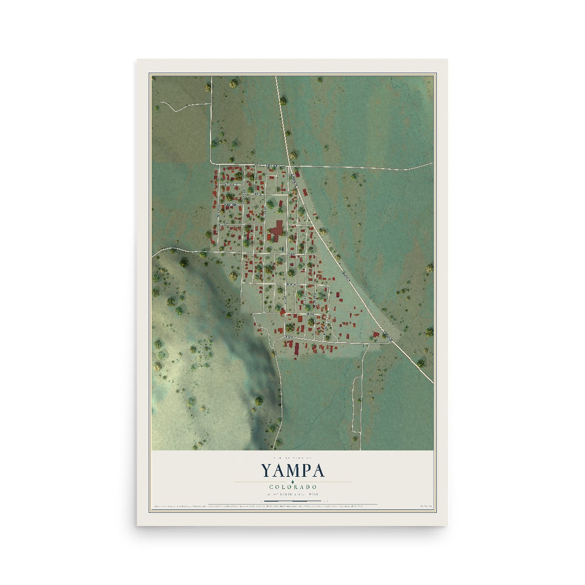 Map of Yampa, Colorado, 12 x 18 inch unframed archival matte print