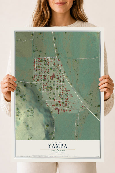 Map of Yampa, Colorado, 18 x 24 inch unframed archival matte print