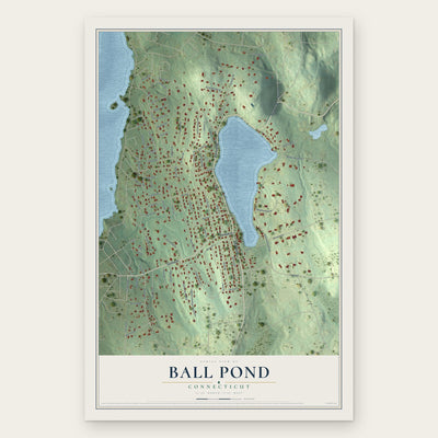 Ball Pond, Connecticut map print, the full design