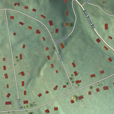 Close-up of the map of Bigelow Corners, Connecticut print showing street and building detail