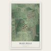 Blue Hills, Connecticut map print, the full design