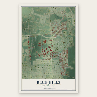 Blue Hills, Connecticut map print, the full design