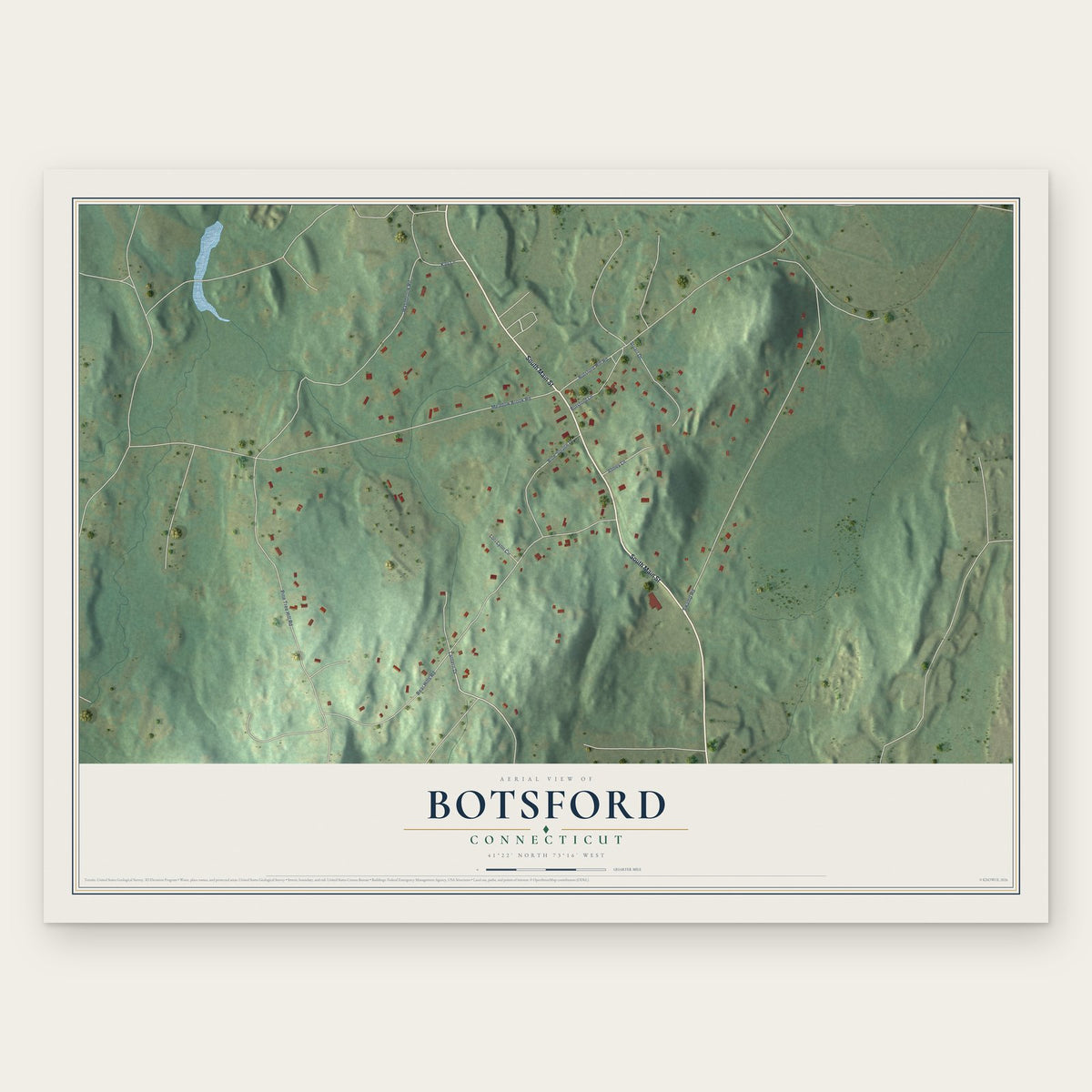Botsford, Connecticut map print, the full design
