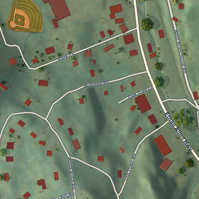 Close-up of the map of Branchville, Connecticut print showing street and building detail