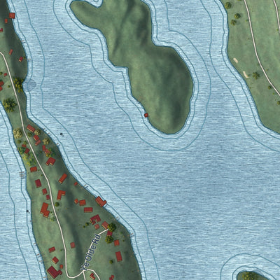 Close-up of the map of Candlewood Isle, Connecticut print showing street and building detail