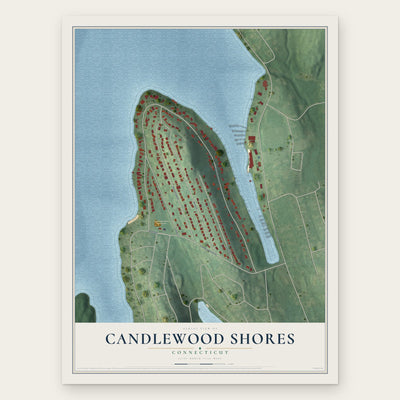Candlewood Shores, Connecticut map print, the full design